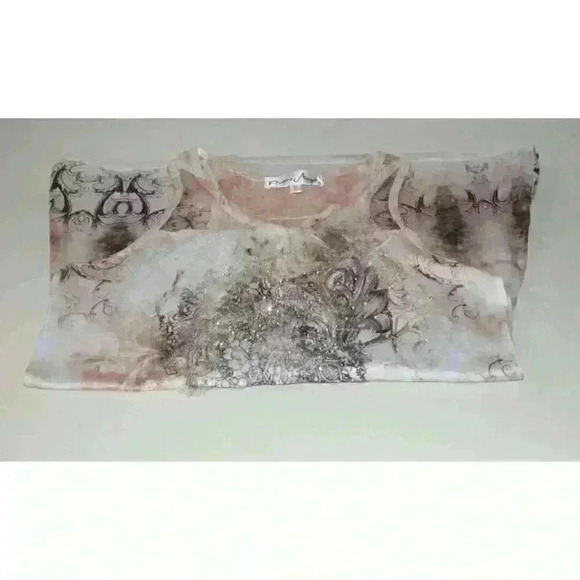 Pretty Angle Embellished Lace Rhinestones Screen Print Women's Tank Top Size S - Picture 9 of 9